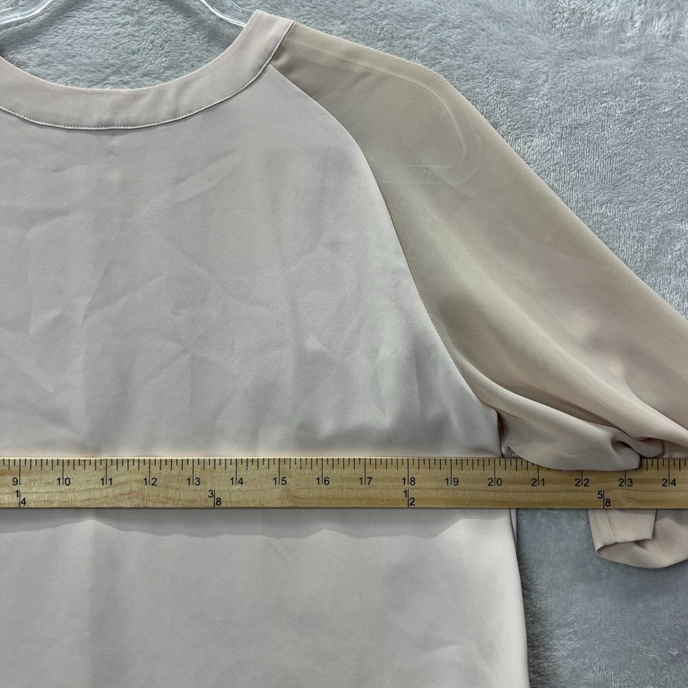Allsaints Uma Top Womens Medium Beige Peach Boxy Chiffon Blouse - Picture 6 of 9